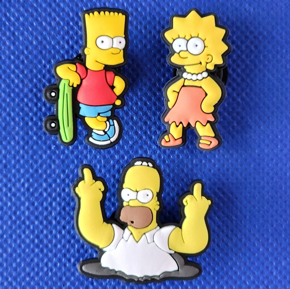 Set of 3 The Simpons Shoe Charms for Crocs,  Homer, Bart, & Lisa